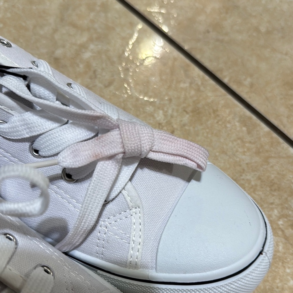 Josiny White Lace Up Canvas Low Top Sneakers Shoes - Picture 7 of 10